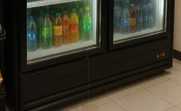 air menetes dari dalam showcase membasahi lantai