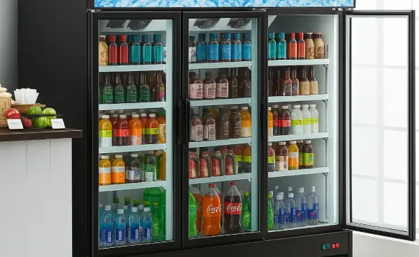 pintu showcase yang terbuka lebar karena tak bisa tertutup rapat.