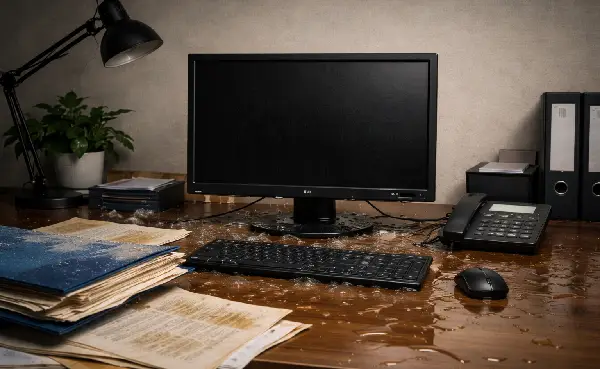 peralatan elektronik serta dokumen basah semua akibat tetesan air dari ac