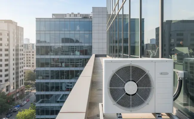 outdoor ac yang ada di luar gedung perkantoran