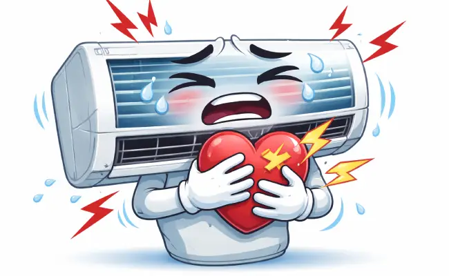 ilustrasi dimana ac sedang memegang jantungnya yang kesakitan.