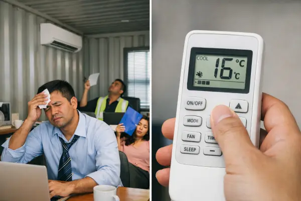 para staff kantor merasa kepanasan dan berpikir agar Service AC Kontainer Office segera dilakukan