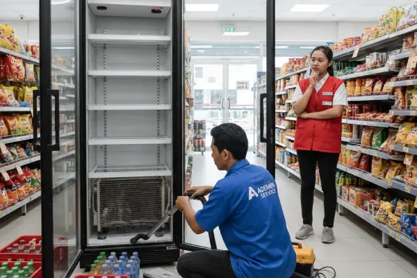 segera hubungi teknisi apabila Kulkas display tidak dingin lagi