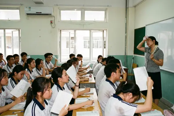 suasana di dalam kelas dimana guru dan murid kepanasan