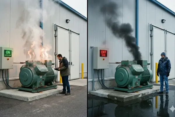 kompresor terlihat tengah kebakar